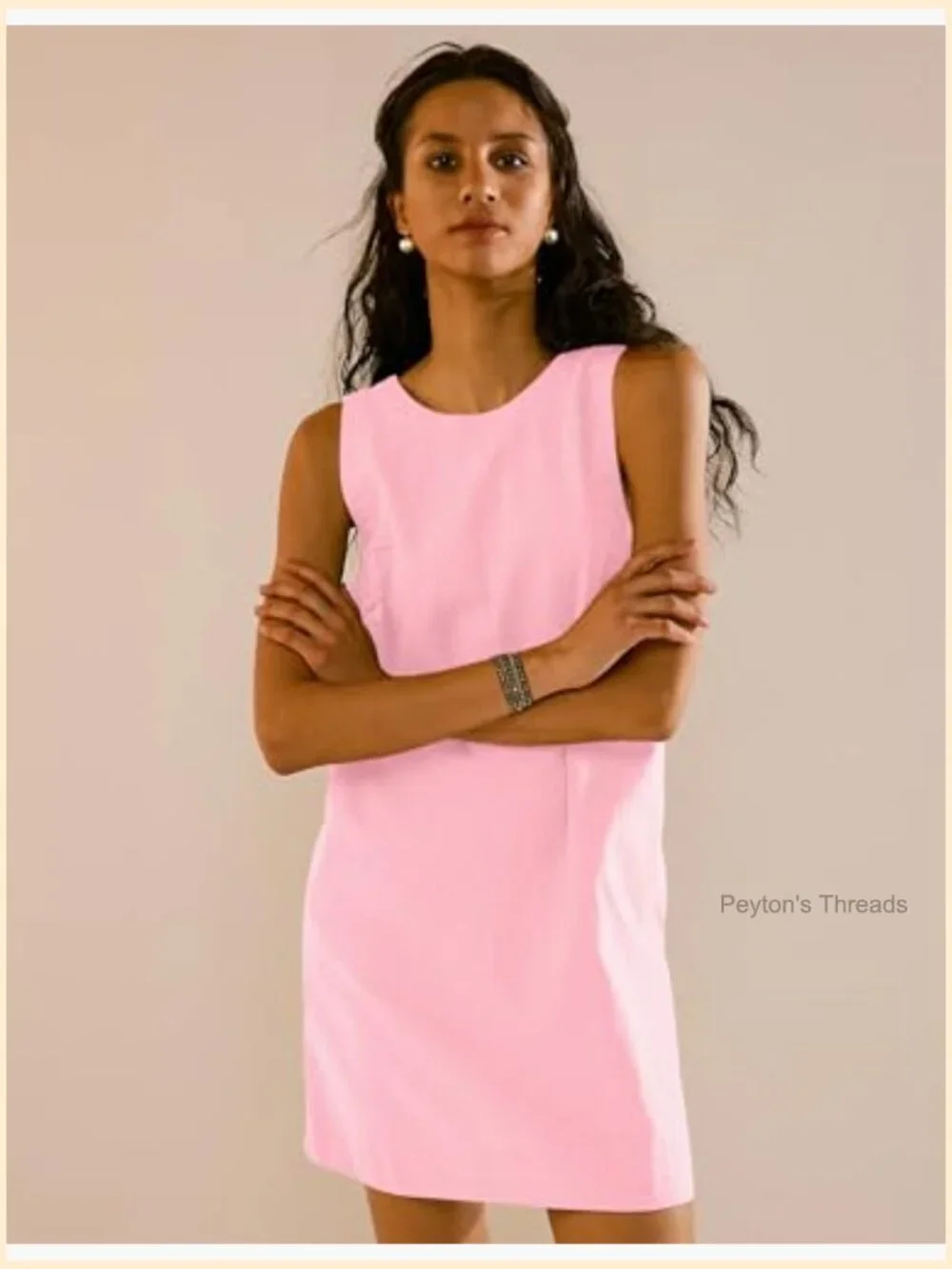 Linen Blend Mini Dress Boat Neck Low Back Sleeveless Tank with Pockets - Picture 2 of 7